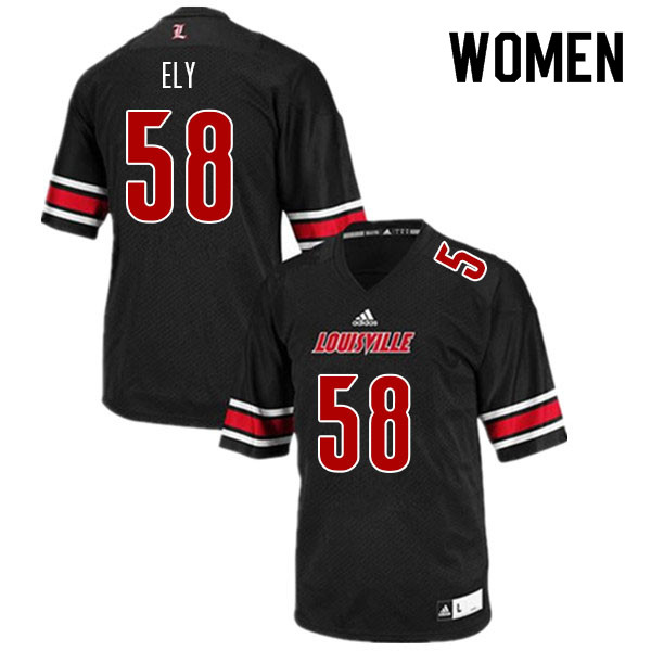 Women #58 Charlie Ely Louisville Cardinals College Football Jerseys Sale-Black - Click Image to Close